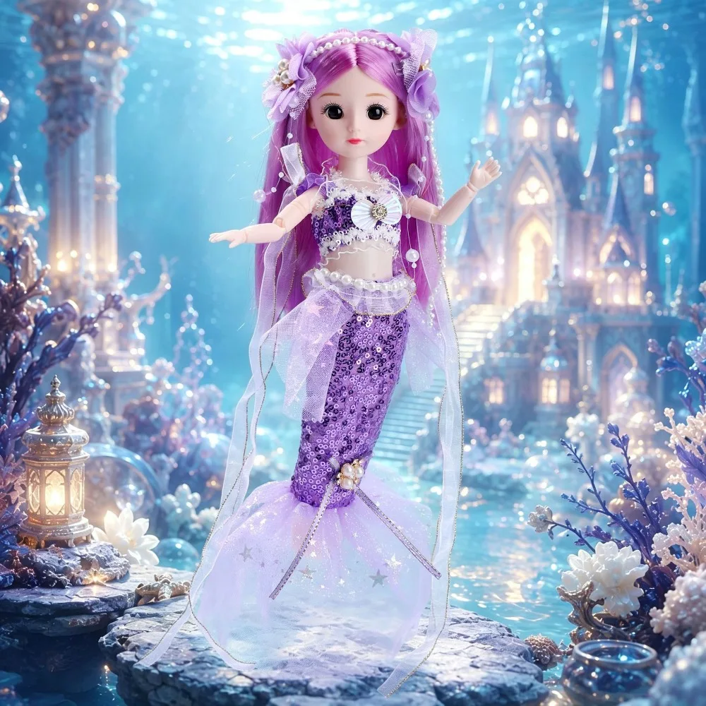 Colorful Multi Joints Mermaid Play House Sequined Mermaid Princess 30cm Dress Up Movable Mermaid Girl Gift