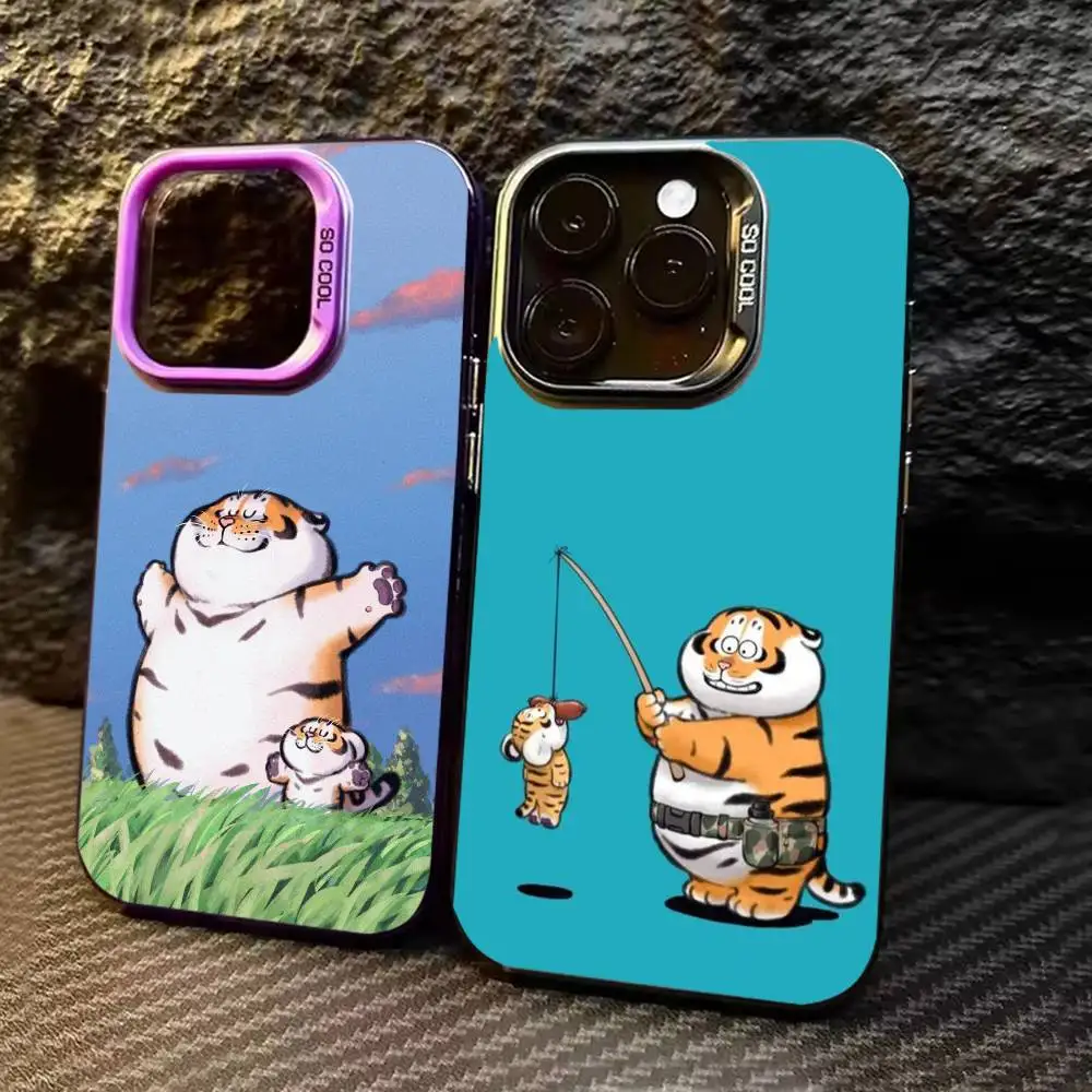 

Cute Little fat tiger Phone Case Color Silver Shell For IPhone 17 16 15 14 13 12 11 Pro Max Plus