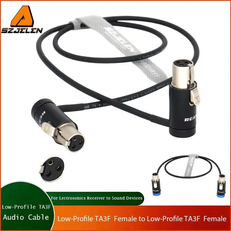 Low-Profile TA3F to TA3F cable for Lectrosonics SR Receivers with SREXT bottom or SRBATTSLED into Sound Devices 633, 688, 664