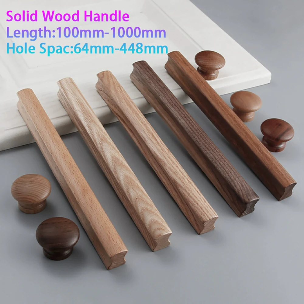 Handle Wooden Wardrobe Drawer Cabinet Solid Wood Handle Furniture Cabinet Door Handle Hole Spacing 64mm-1000mm