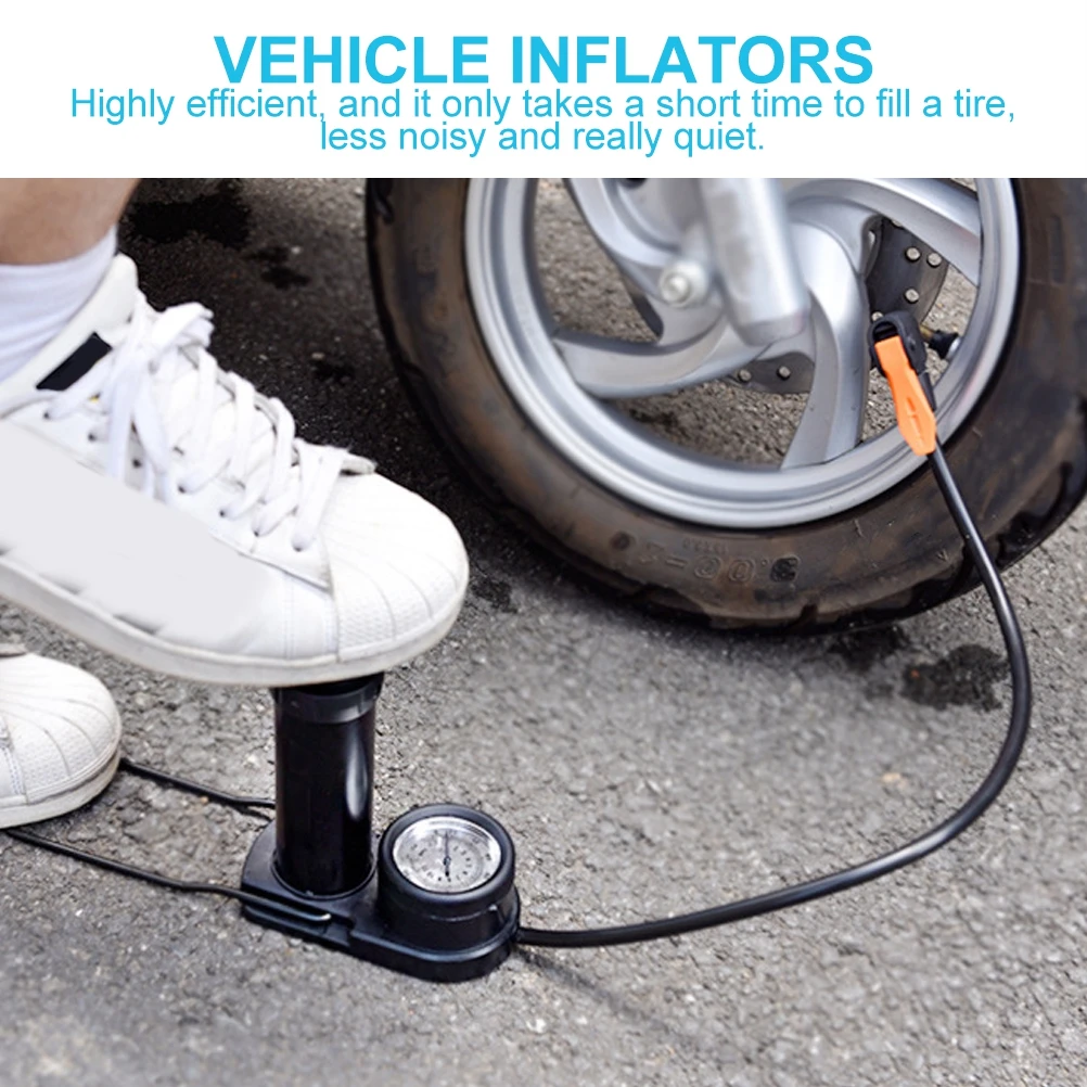 

【】Portable Air With Pressure Gauge Durable Tire Inflator For Vehicle Air Pump Bicycle Scooter Quiet Efficient