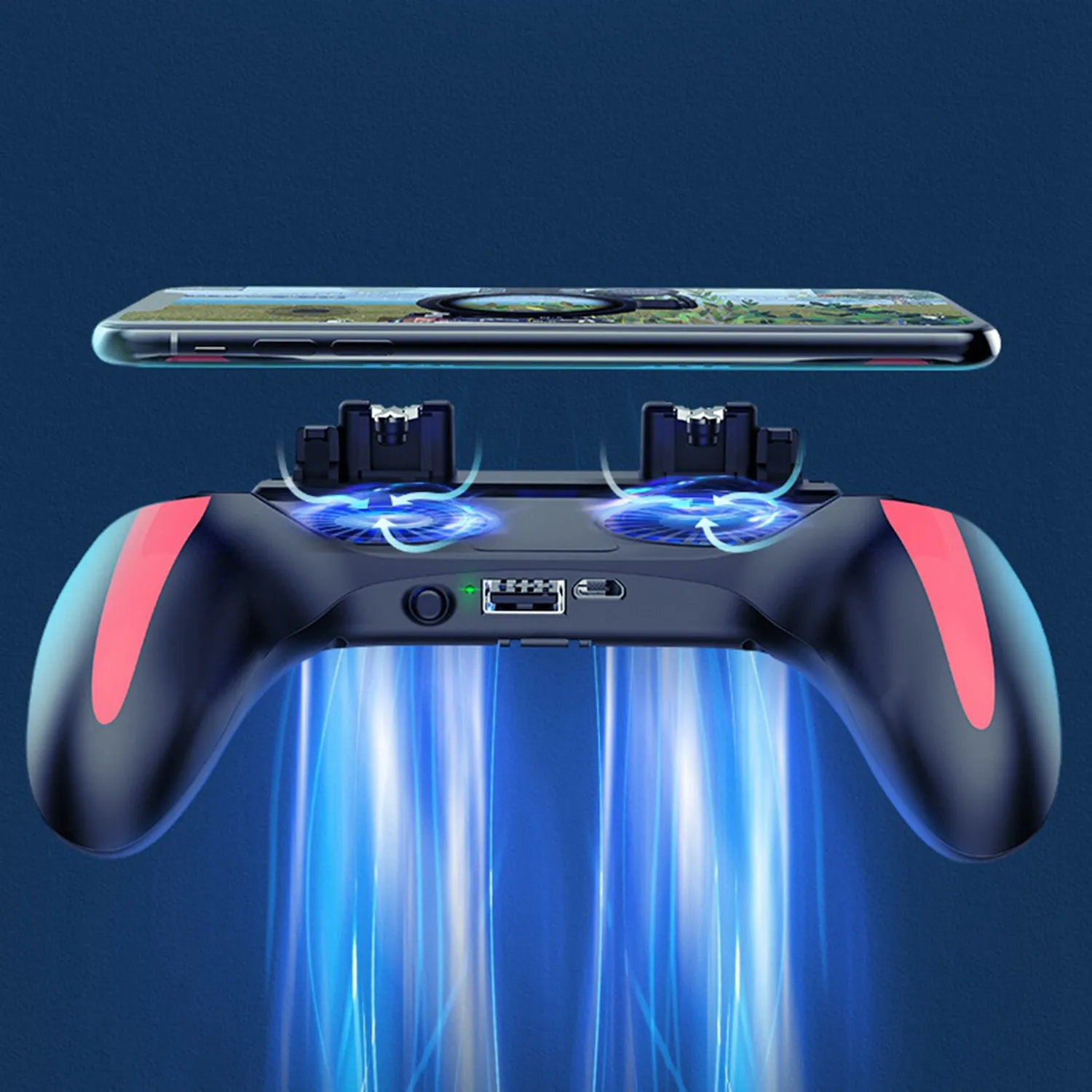 

#818L Double Fan Cooling Mobile Phone Gamepad Controller Suitable for Pubg Games and Movies (Black)