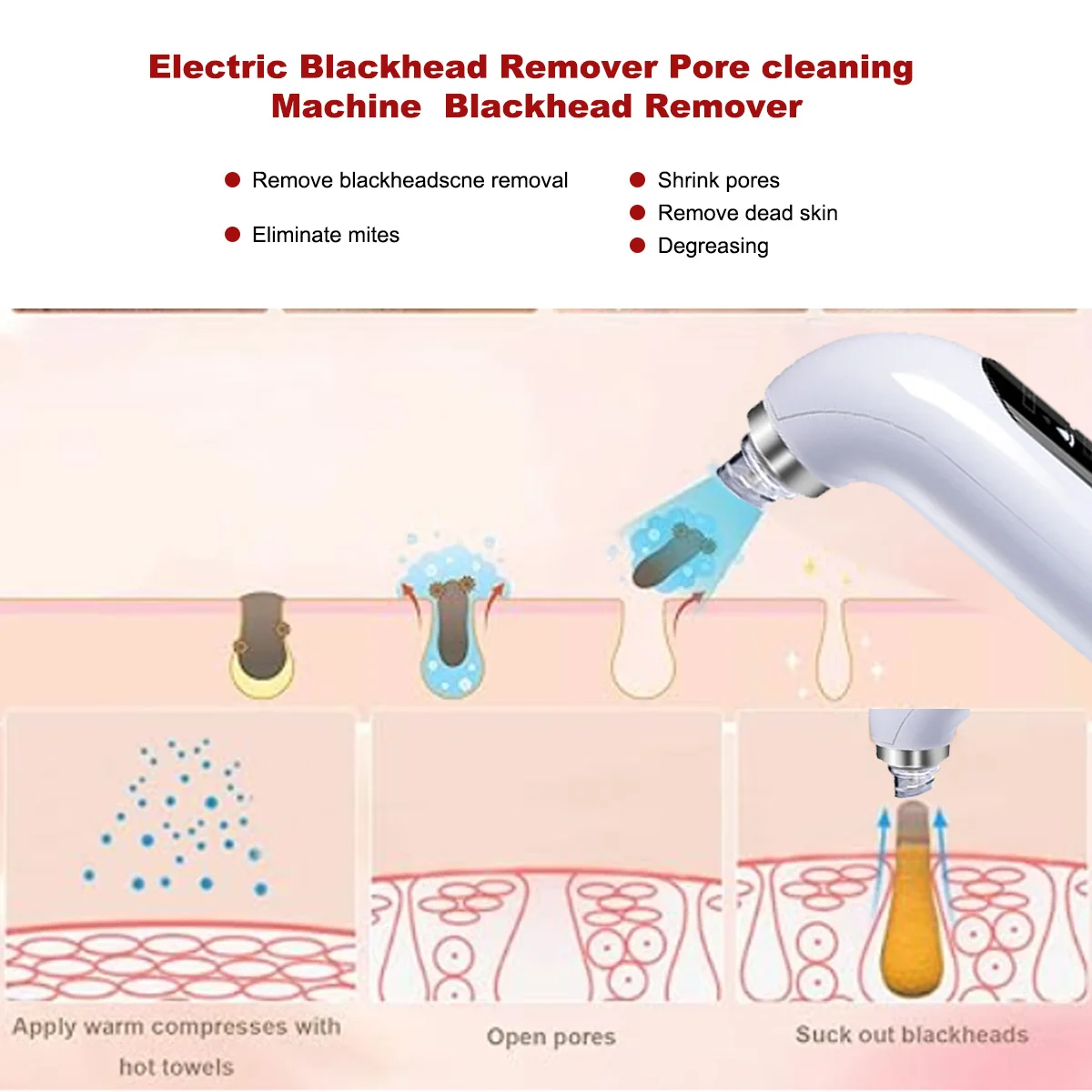 Aspirador de poros eliminador de espinillas, máquina de limpieza Facial eléctrica de microburbujas pequeñas, dispositivo de belleza recargable por USB