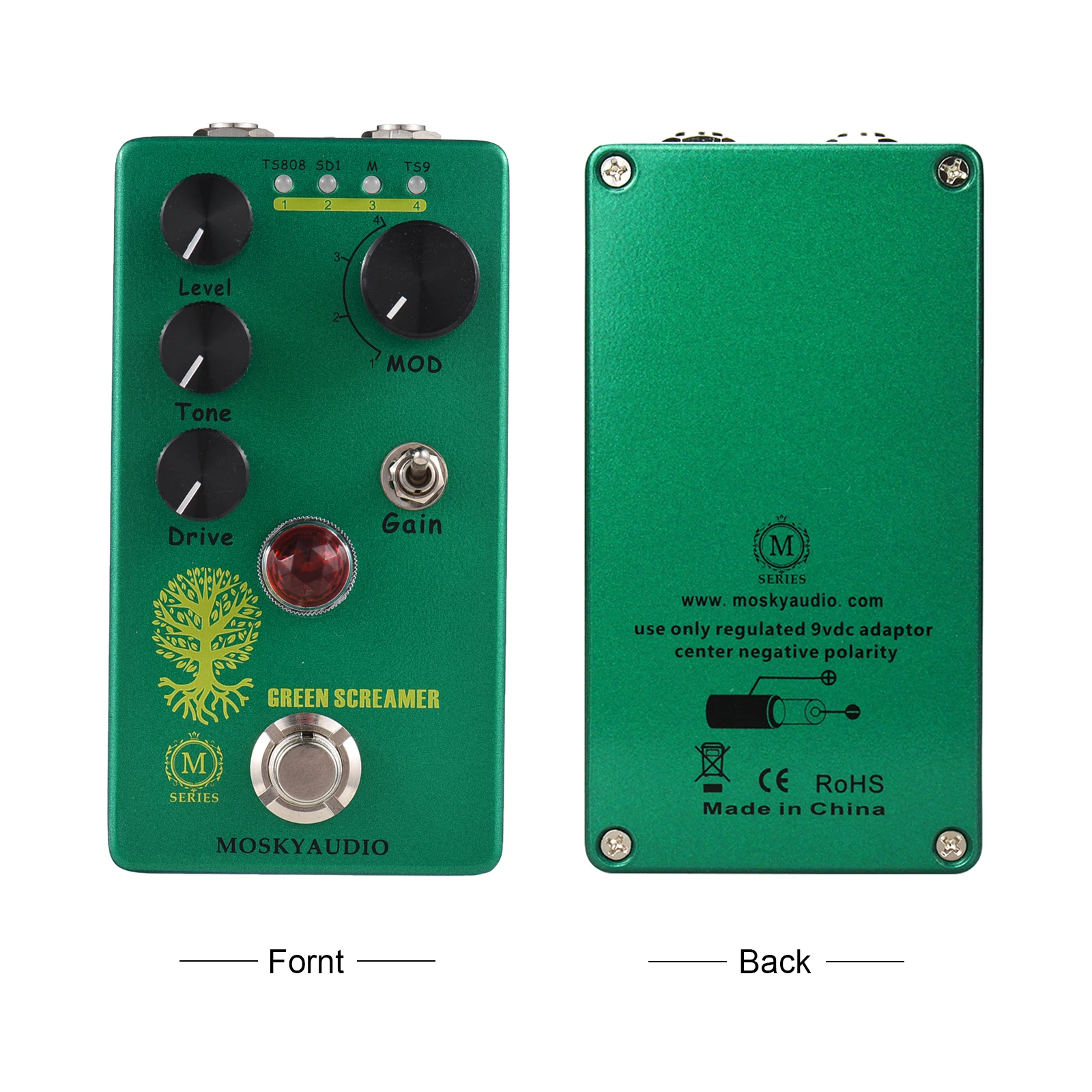 MOSKYAudio Booster/Overdrive Guitar Effect Pedal 4 Mode Switch & Level/Tone/Drive Controls Compact Portable Digital Overdrive Gu