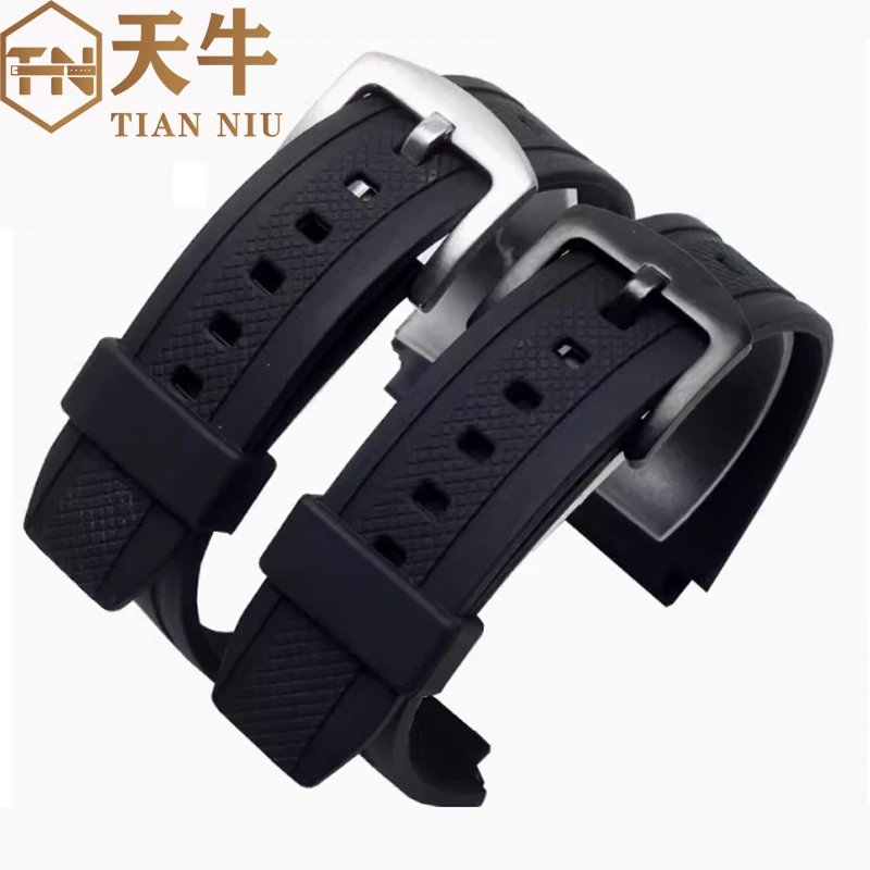 25*20mm Black Silicone Rubber Waterproof Watchband For Casio Edifice EF-552 Watch  EF-552D Men Bracelet Stainless Clasp strap