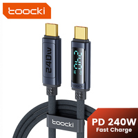 Toocki 240W USB C to USB C Cable LED Digital PD3.1 QC4.0 Fast Charging Dual C Cable for iPhone 15 Pro Macbook 480Mbps Data Cord