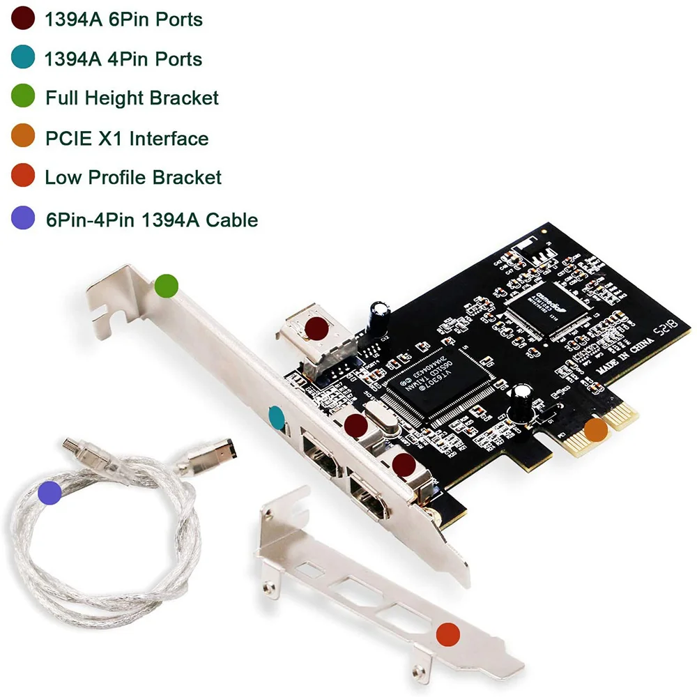 HJ-Pcie 3 Ports 1394A Firewire Expansion Card, PCI Express 1X To IEEE 1394 Adapter Controller For Desktop PC, DV Connection
