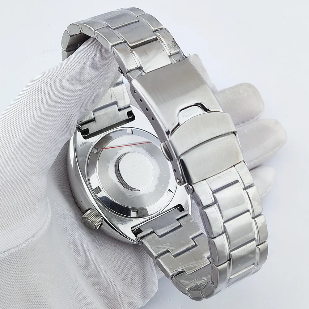 42 مللي متر حافظة رجالية فاخرة NH35 حافظة 904L الفولاذ المقاوم للصدأ الياقوت الزجاج المسطح مقاوم للماء يناسب 28.5 مللي متر حافظة الطلب