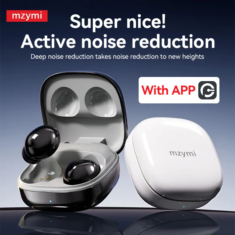 mzymi S07 In Ear Wireless ANC+ENC Earbuds Headset Active Noise Cancelling Buds 2 Headphones Waterproof Sport Earphones With Mic