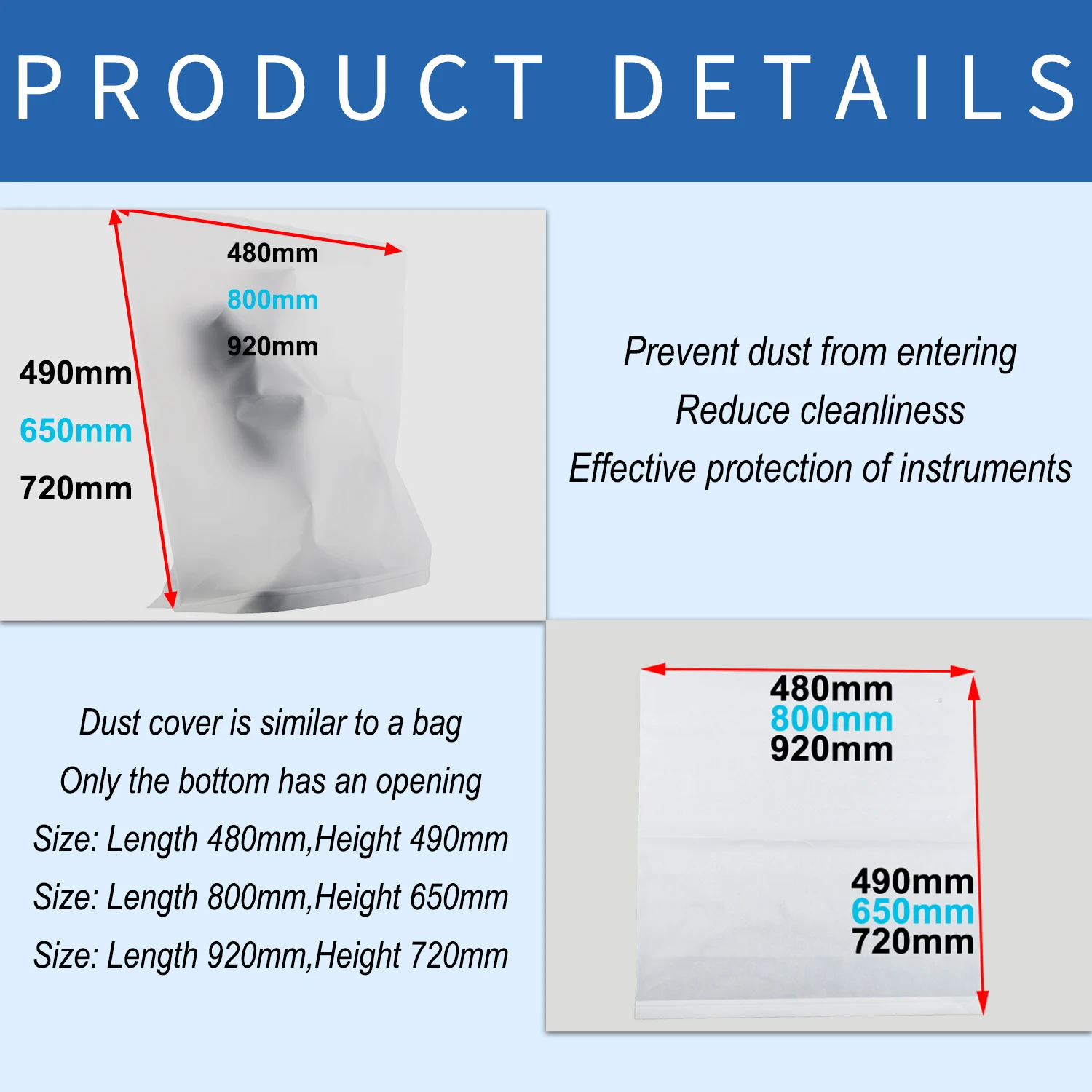 KOPPACE 480-920mm Microscope Dust Protection Cover Suitable for Stereo Video Microscope to Prevent oily Dust
