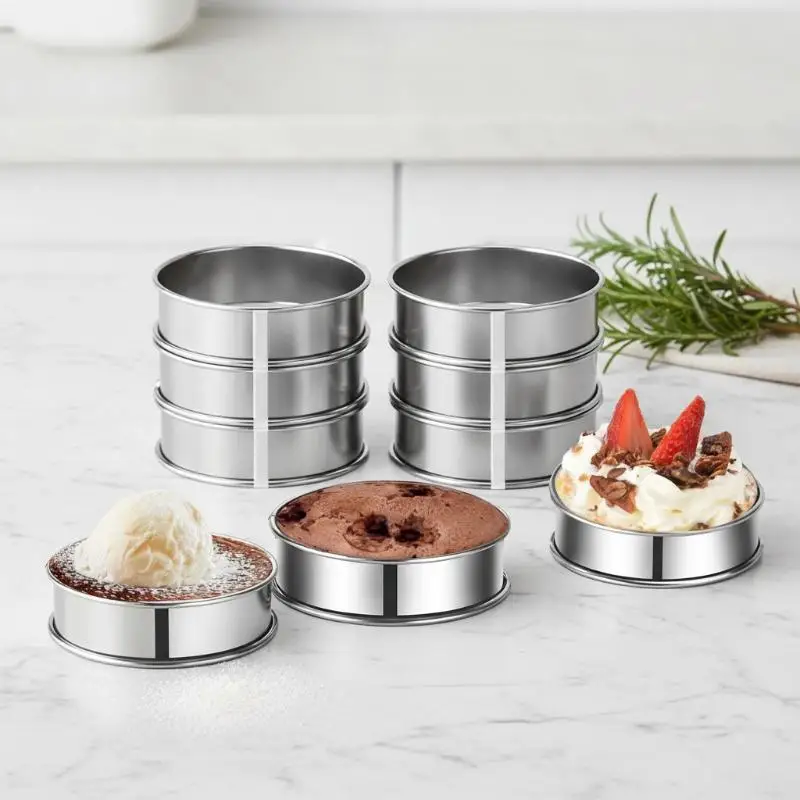 6PCS Crumpet Baking Rings Food Grade Stainless Steel Nonstick Griddle Friendly Molds for Pancake Egg Crumpet Baking