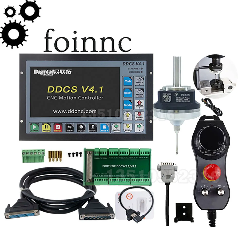 Ddcsv3.1 New Upgrade Ddcs V4.1 3/4 Axis Cnc Controller+v5/V6 Anti-roll 3d Touch Probe Edge Finder Compatible With Mach3+mpg