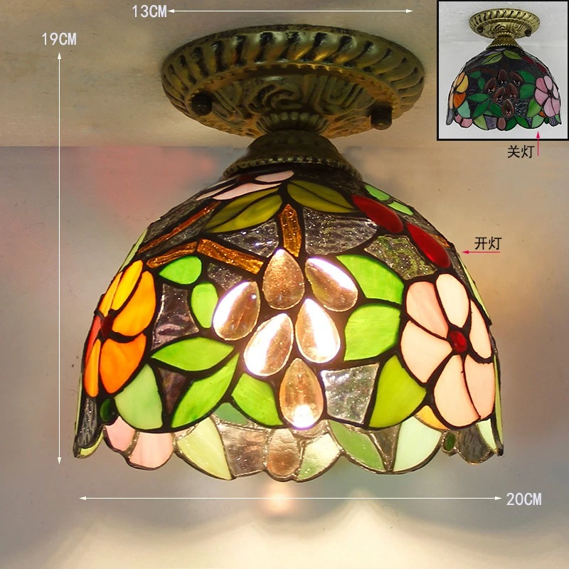Medieval Style Colorful Retro Ceiling Lamp Characteristic Living Room Bedroom Light Corridor Personalized Decorative Lamp