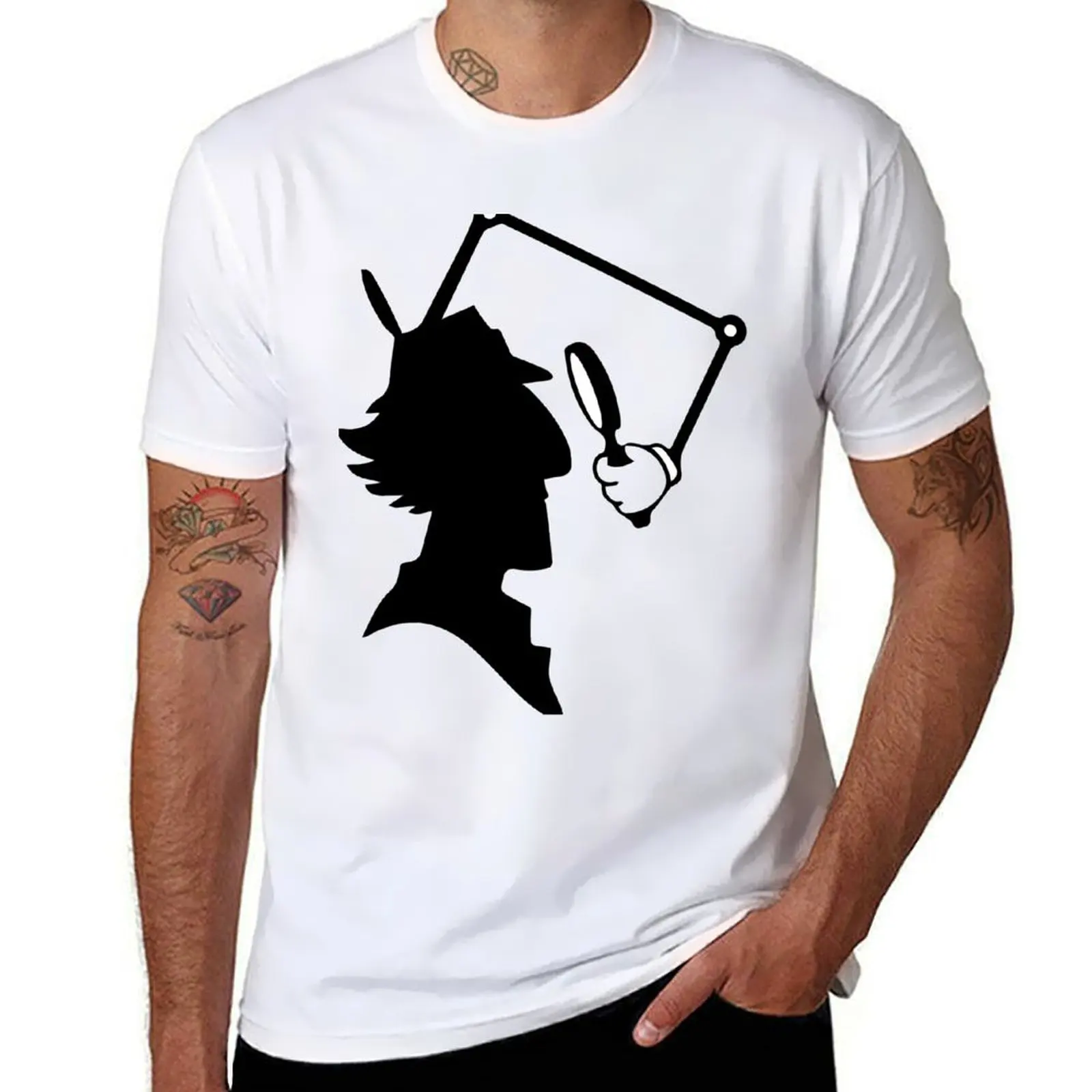 

Inspector Gadget silhouette T-Shirt cotton tshirt 100% t shirts for man graphic funny T-Shirt