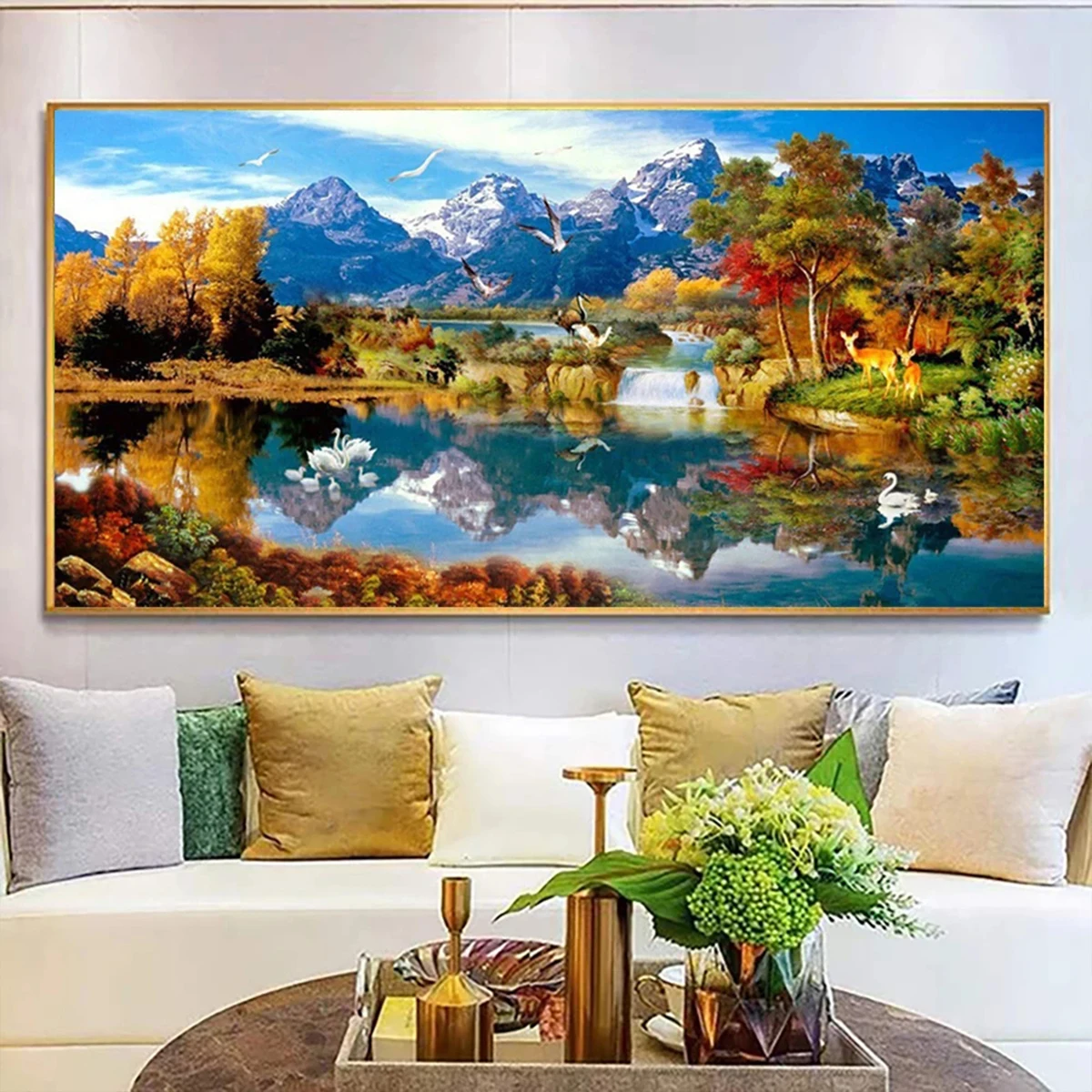 Pittura diamante 5D fai da te Foresta Laghi Paesaggio Kit punto croce Grande diamante Mosaico Paesaggio naturale Ricamo Decorazioni per la casa