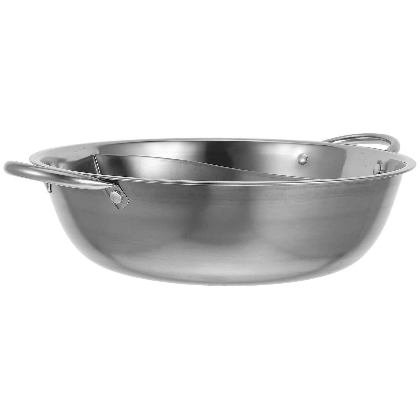 

Stainless Steel Hotpot Pot Divider Pan 28cm Cooker Reusable Kitchen Stock Practical Double Handle