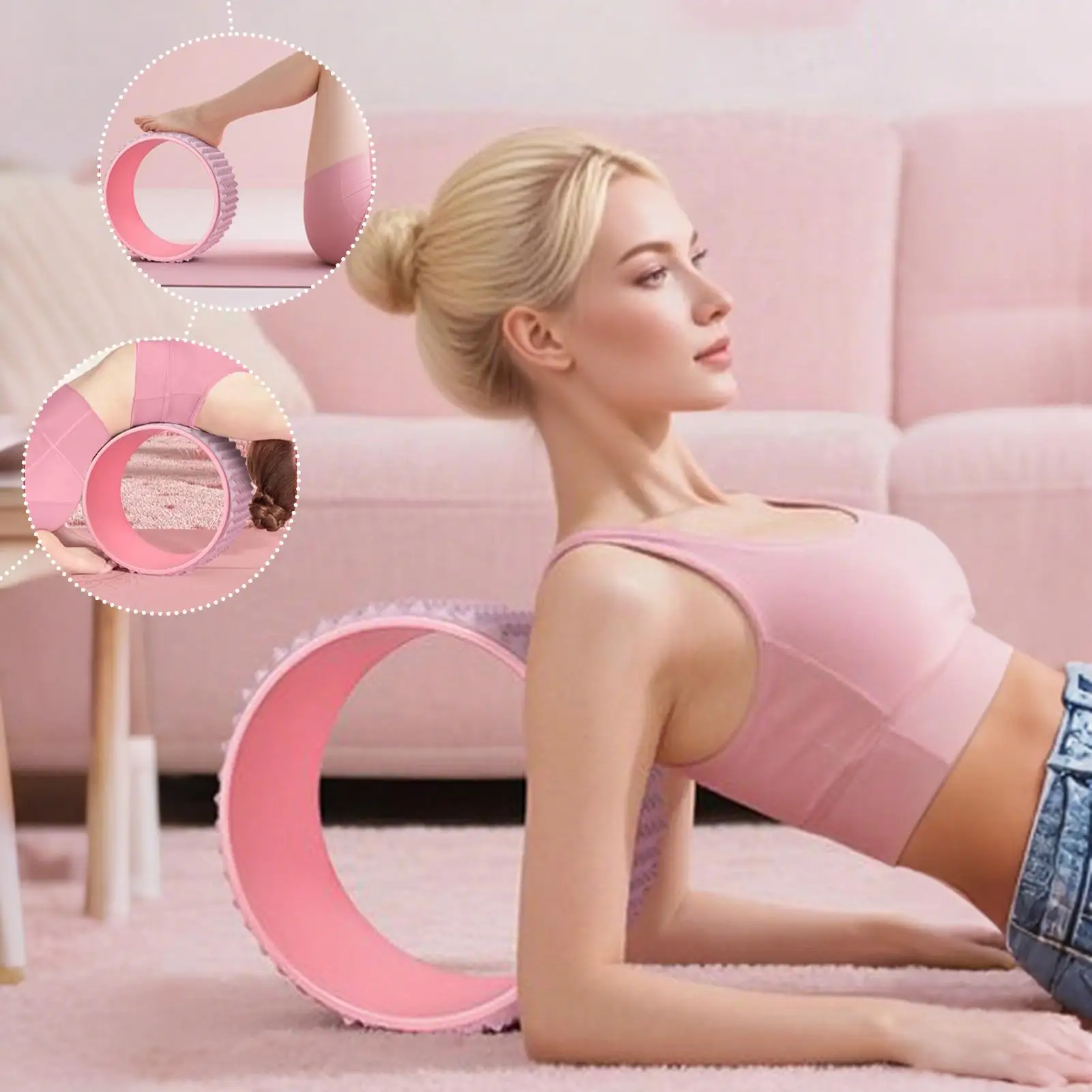 عجلة اليوغا عجلة الظهر لتدليك الأنسجة العميقة معدات البيلاتيس لتمدد تدليك التوازن الرياضة ممارسة المرونة #2