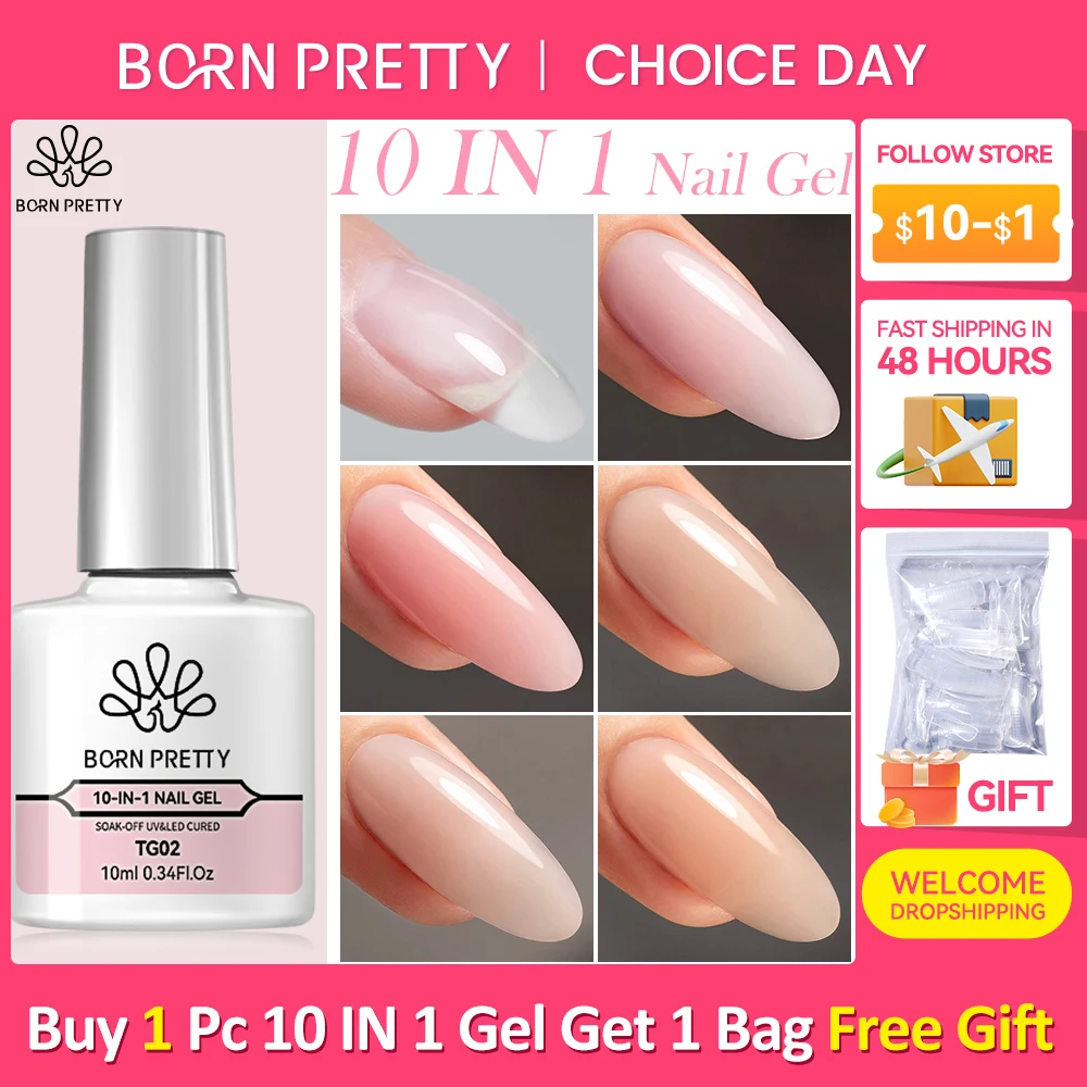 

BORN PRETTY 10 IN 1 Extension UV Gel Polish In A bottle Rubber Base Gel Semi Permanent Self-leveling UV Construction Gel 10ml