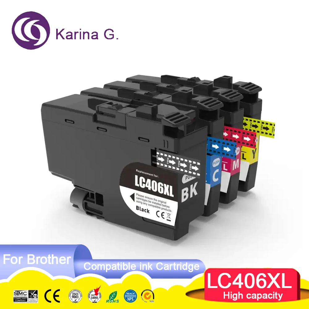 High capacity LC406XL LC 406XL Premium Color Compatible Printer Ink Cartridge for Brother HL-JF1,MFC-J4335DW J4345DW J4535DW