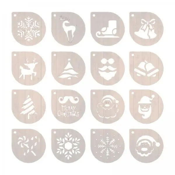 Latte Art Coffee Stencil Set PETG Material Reusable Foam Decorating Template for Cake Cappuccino Cupcake DIY