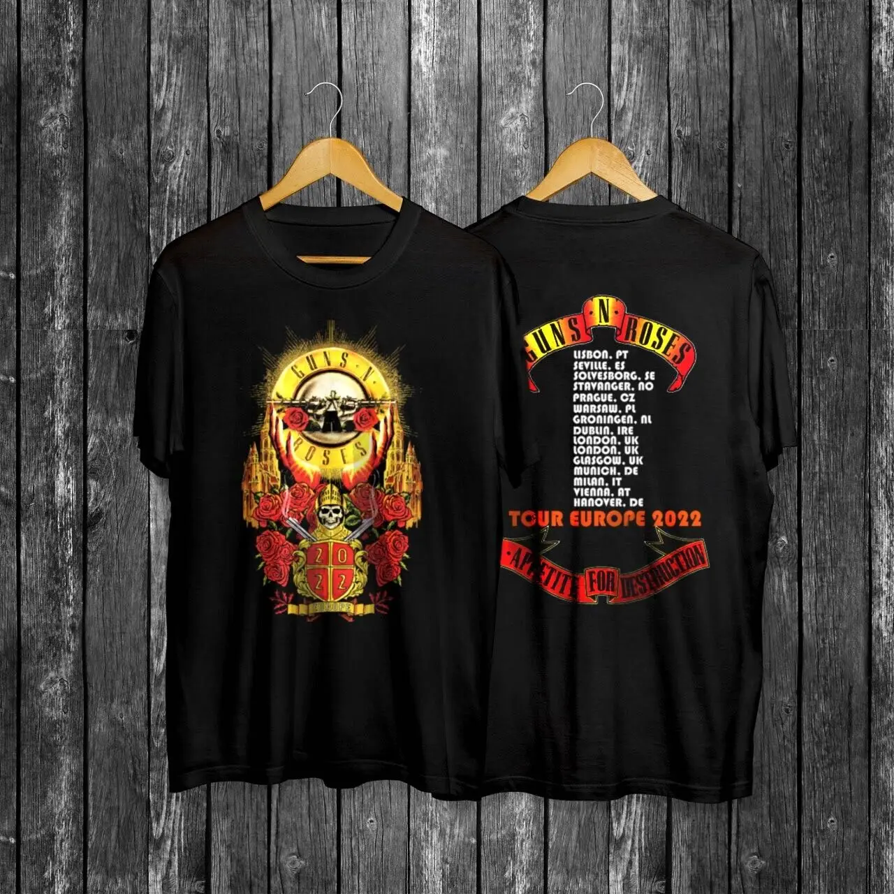 guns n roses date tour 2022 t shirt size S-2XL