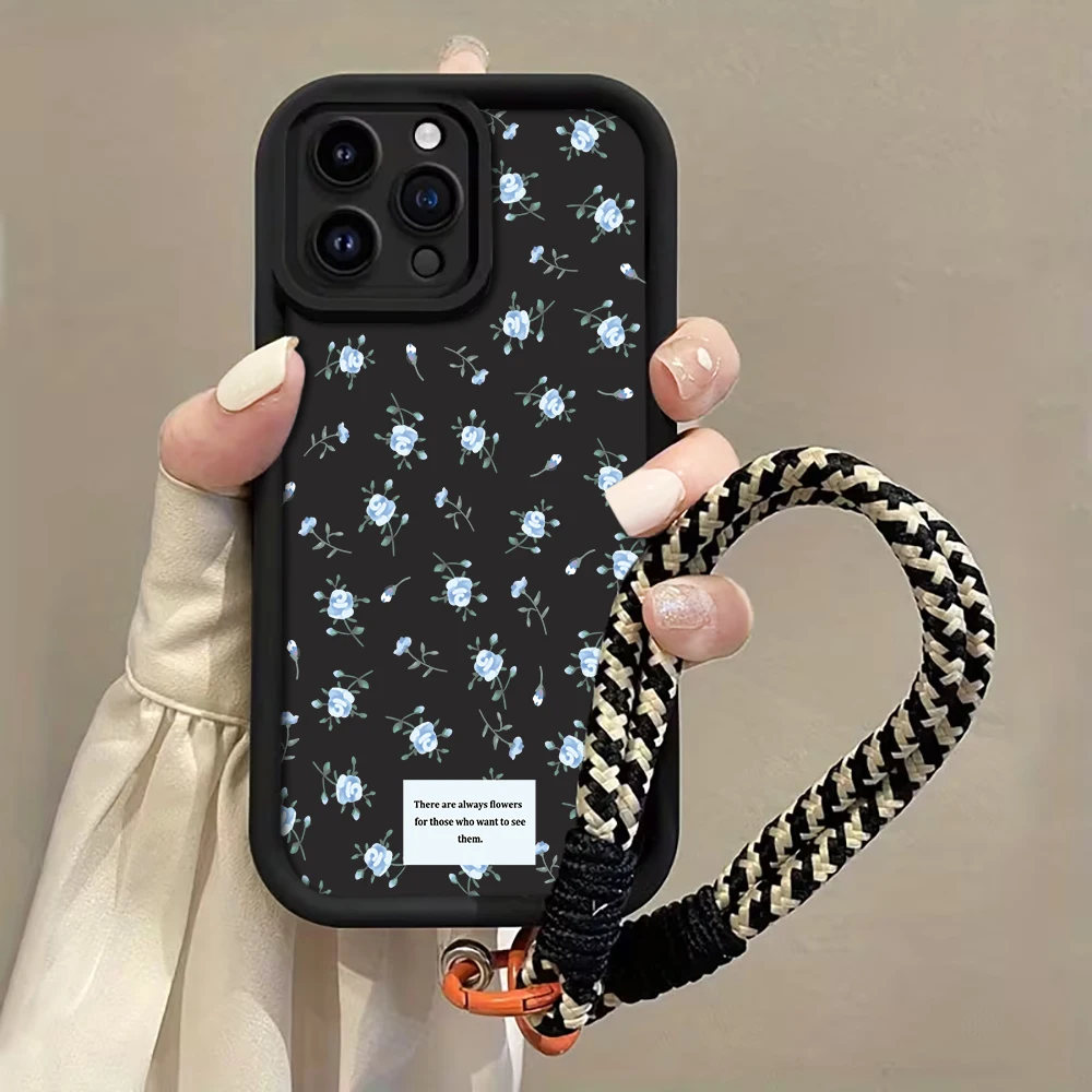 Hellblaue Rosen-Handyhülle mit Trageriemen für Samsung Galaxy Note 20 Ultra S25 S26 S24 Plus S24 S23 FE S23 S24 S25 Ultra A56 Cover – Detail 3