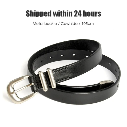 Imagen 2 del producto VATLTY 2.3cm Cinturón de cuero para mujer Hebilla de plata de aleación de zinc Cinturón casual de piel de vaca natural Cinturón fino de cuero genuino Mujer