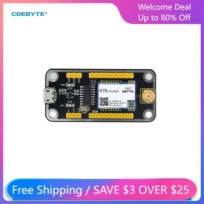 

CDEBYTE 915MHz ASR6601 21dBm Lorawan SOC Test Board Kit with Antenna E78-915TBL-02 5.6KM Low Power USB To TTL