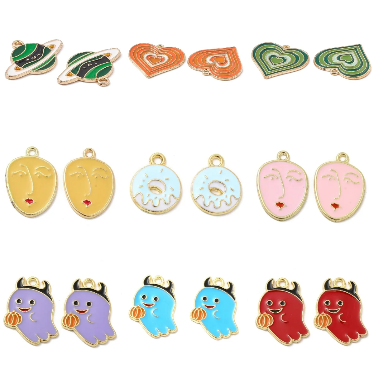 

100pcs Alloy Enamel Pendants, Golden, Lovely Jewelry Pendants Accessories