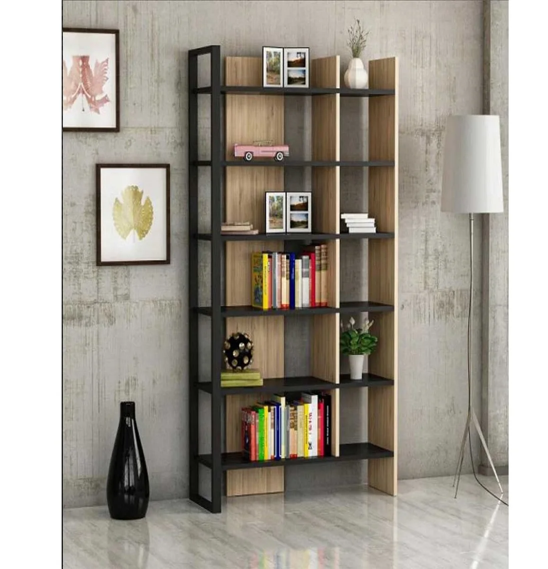 ax-Modern Luxury Foldable Extendable Metal Bookshelf Table Desk for Living Room Bedroom Home Furniture