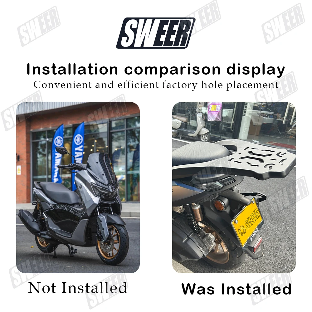 Motorcycle Aluminum Alloy Rear Cargo Luggage Rack Compatible With Yamaha NMAX155 2020-2026 xtended Carrier Tail Box Bracket