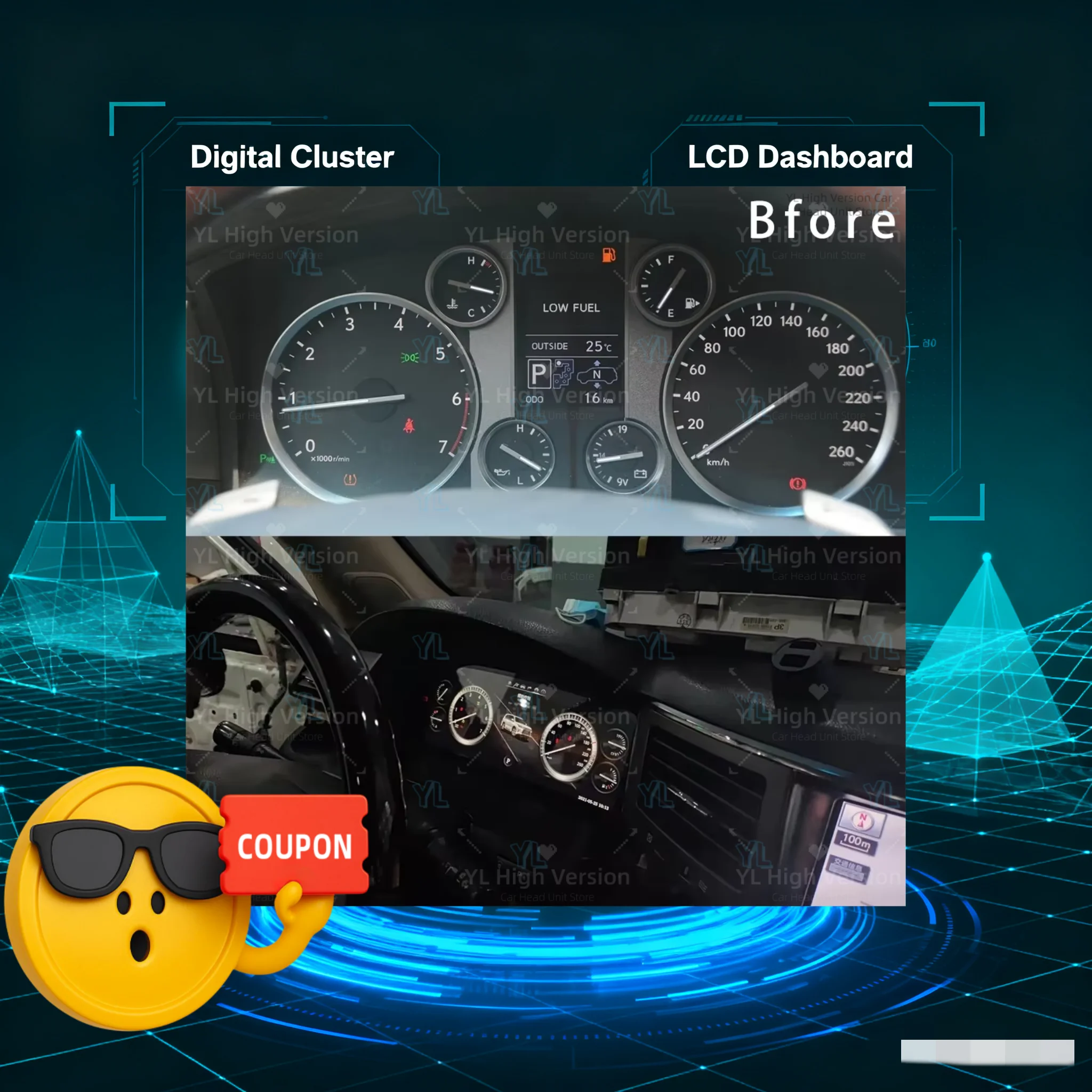 

Цифровая виртуальная приборная панель Plug and Play с ЖК-дисплеем на Android для Lexus LX570 2007-2015: панель приборов, спидометр, дисплей на базе Linux