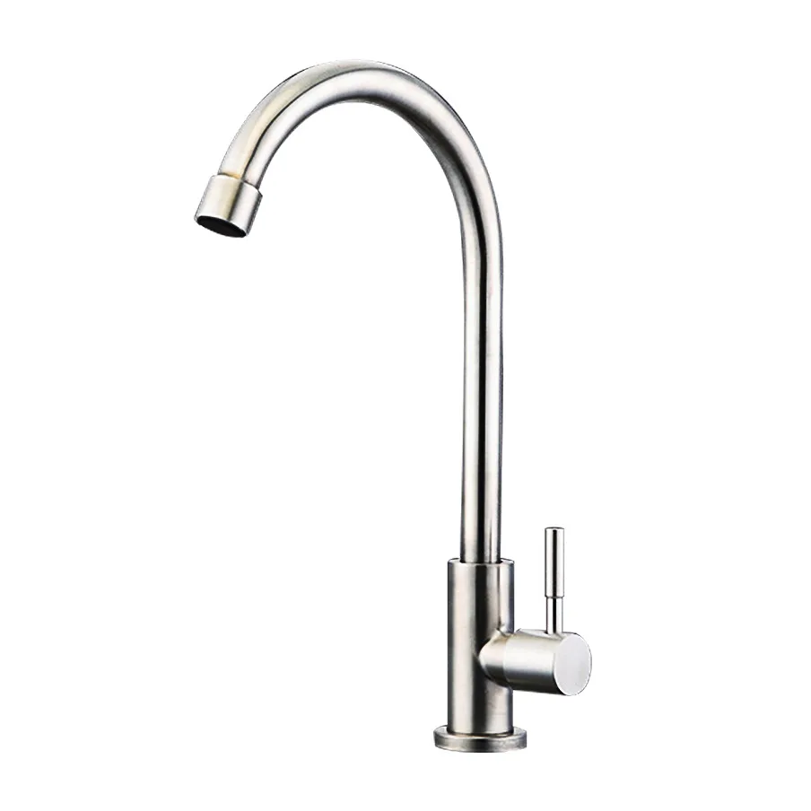 Bathroom Accessories: Stainless Steel Single Cooling Vertical Large Curved Rotating Vegetable Washing Basin Faucet