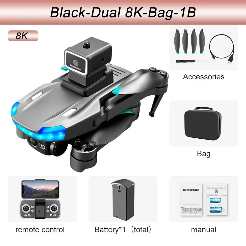 S138 Brushless Mini Drone 4K Dual HD Camera Obstacle Avoidance Optical Flow Positioning RC Dron Foldable Quadcopter Toys Gifts