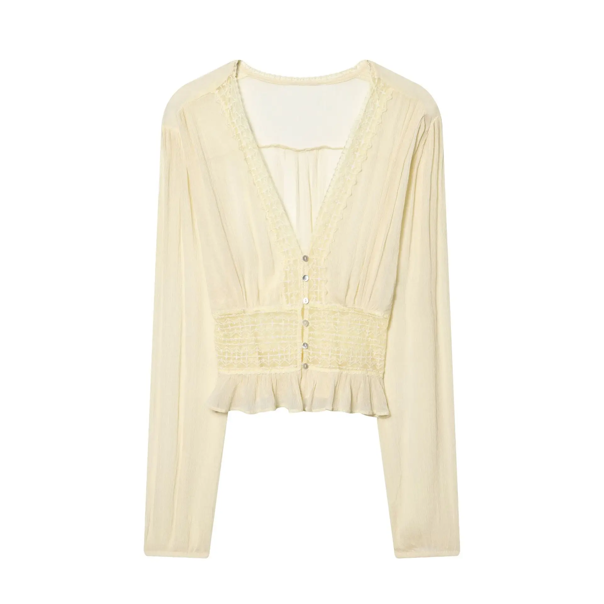 

Women's fashion lace sheer blouse