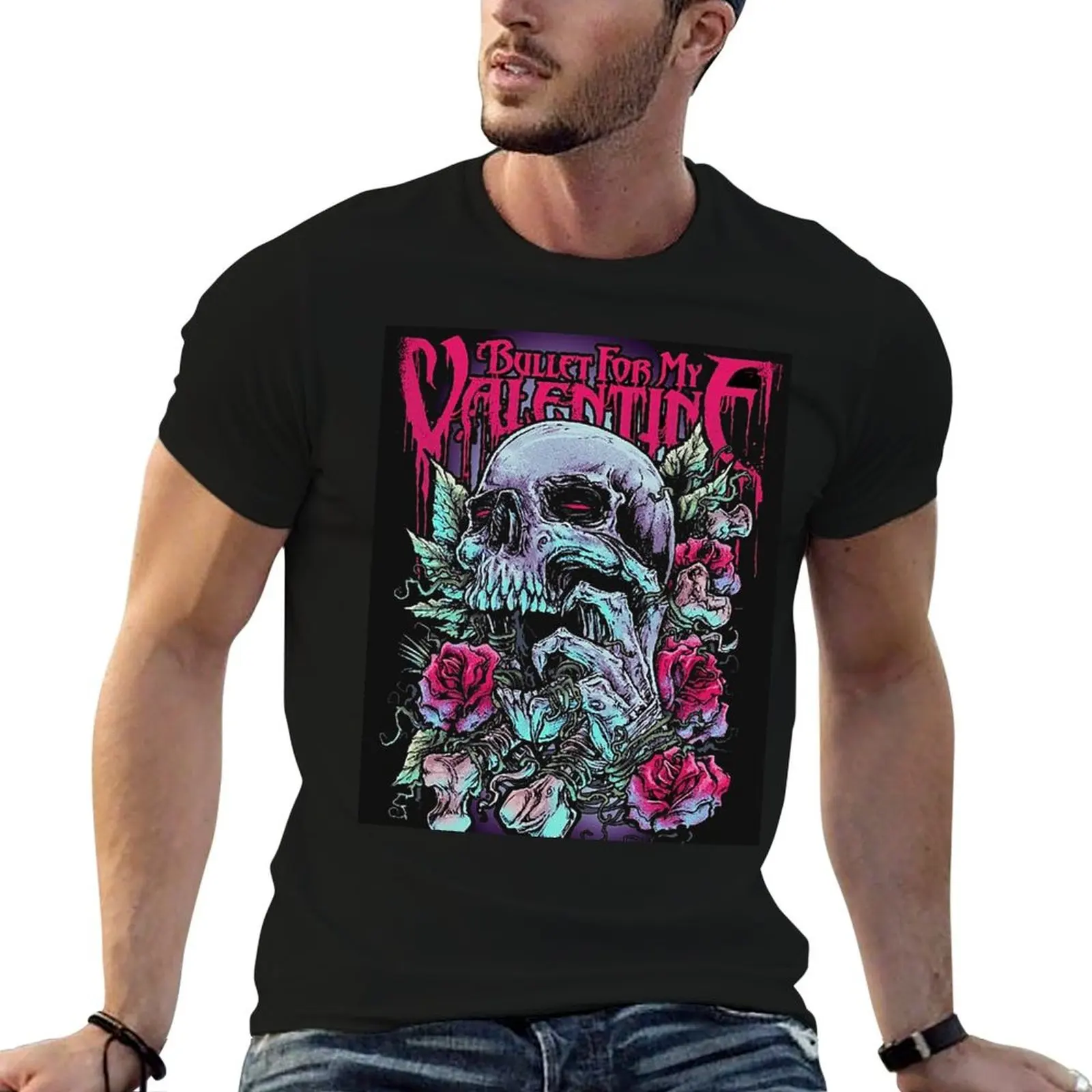 bullet for my valentine best design logo T-Shirt man t shirt cotton black cotton t-shirt plain for man package T-Shirt