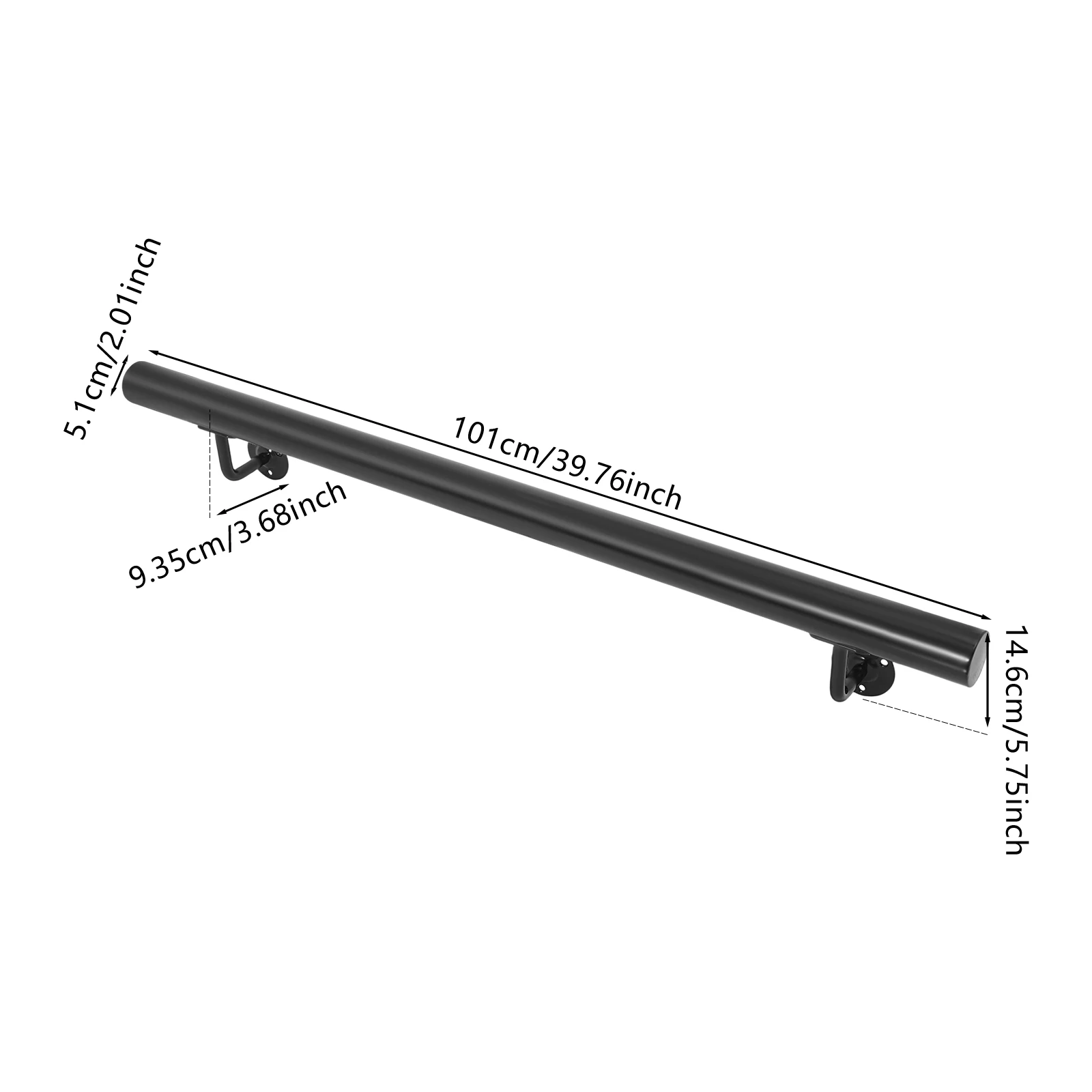 Black 3.05M/10FT Stair Handrail, Wall Mounted Stair Handrail, Stainless Steel Stair Handrail for Homes, Offices& Public Places