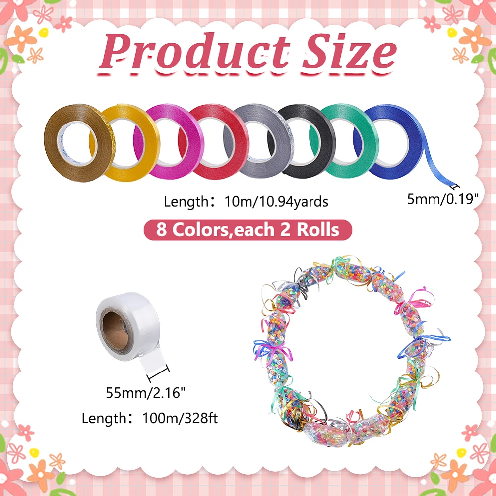 Clear Poly Tubing Graduation Lei Making Kit 2.2 Inch x 328 ft Graduation DIY Lei Bags with 16 Rolls Multicolor Ribbon DIY Leis