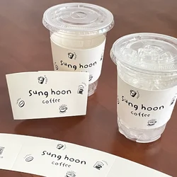 종이 커피 및 우유 차 컵 커버, 맞춤형 인쇄 로고, 맞춤형 일회용 뜨거운 음료 컵 거치대, 500 개 세트