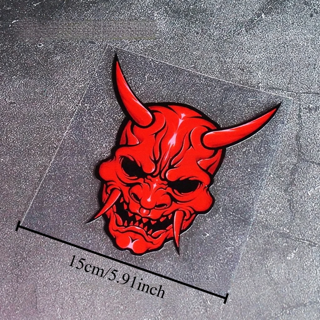 Red Japanese Hannya Mask Waterproof JDM Stickers Removable Decals For Motorcycle Car Helmet Racing Decor