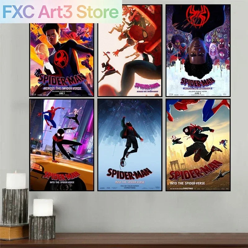 1 pieza sin marco, pintura de Spider Man: un universo paralelo, póster de película, decoración para habitación, pintura en lienzo