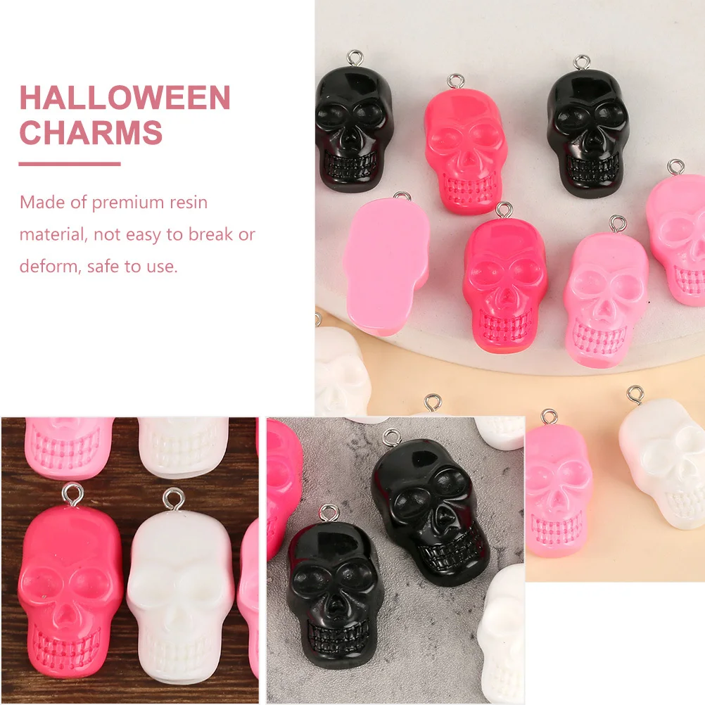 

10Pcs Chic Resin Skull Pendants Halloween Charms DIY Jewelry Necklace Earrings Craft Accessories Halloween Charms