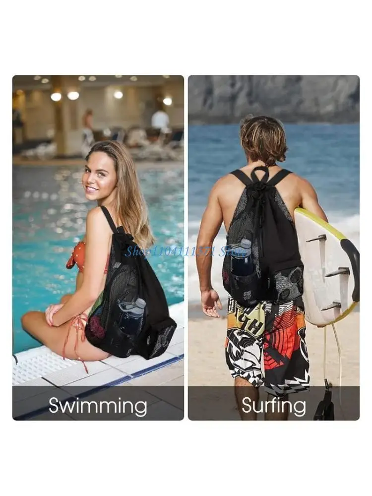 

P9FC Drawstring Swim Gym Pool Bag Backpack Separated Waterproof Dry Compartments Bag