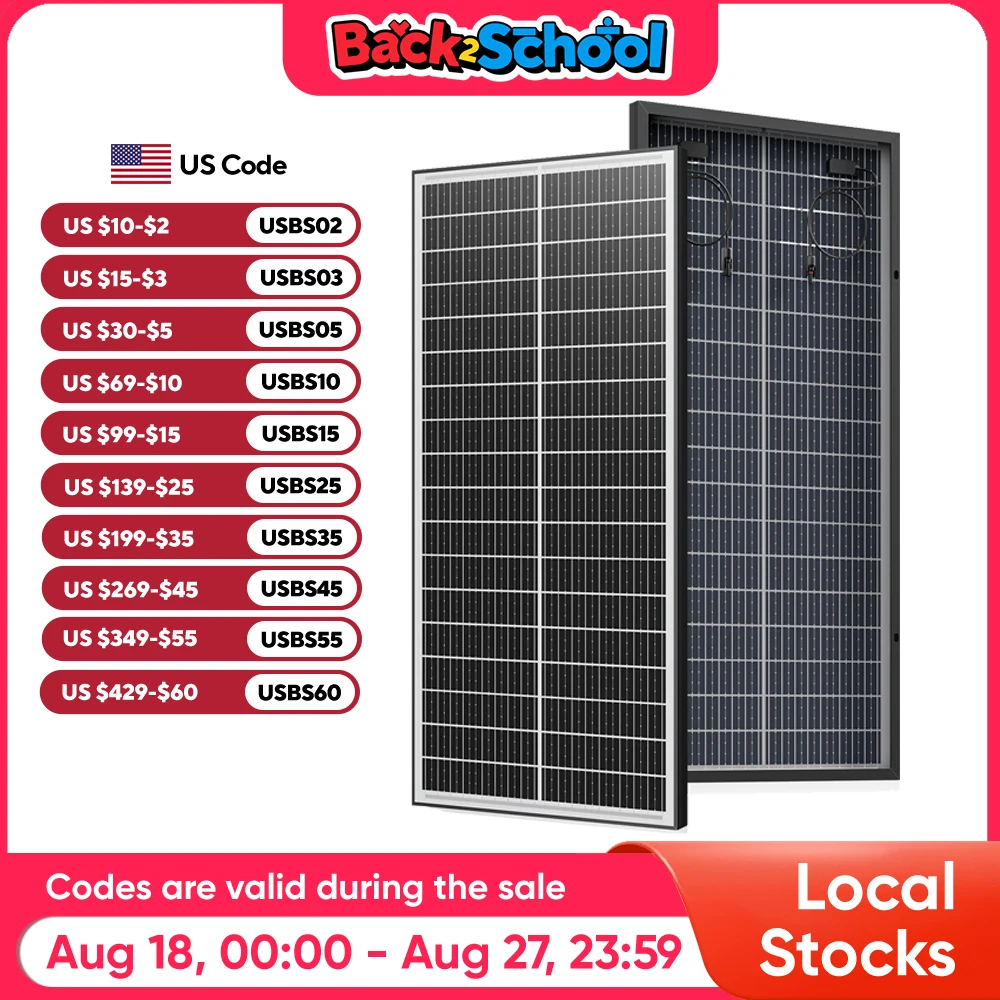 

WERCHTAY 100W 12V Double Sided Solar Panels Monocrystalline 25.5% High-Efficiency 18BB Cells PV Power for Home Rooftop Camping