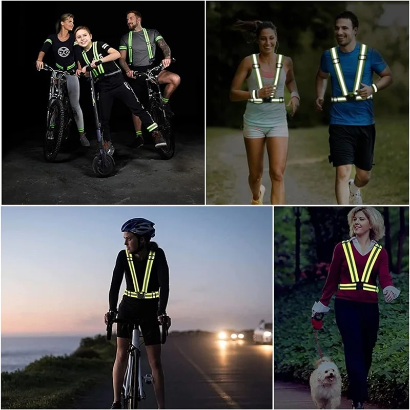 Reflective Safety Vests Adjustable Elastic Vest Jacket Hi Vis Reflective Strips for Traffic Control Running Cycling Walking