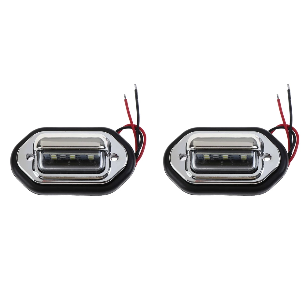 2 Pcs 10-30V 6 LED License Plate Light for Truck Truck Lorry Travel Trailer