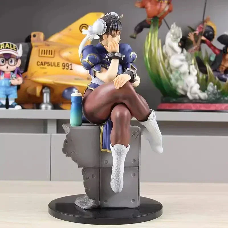 

26cm Anime Street Fighter Action Figure Fighting Doll Chun Li Goddess Figure Sitting PVC Statue Collection Toy Birthday Gifts