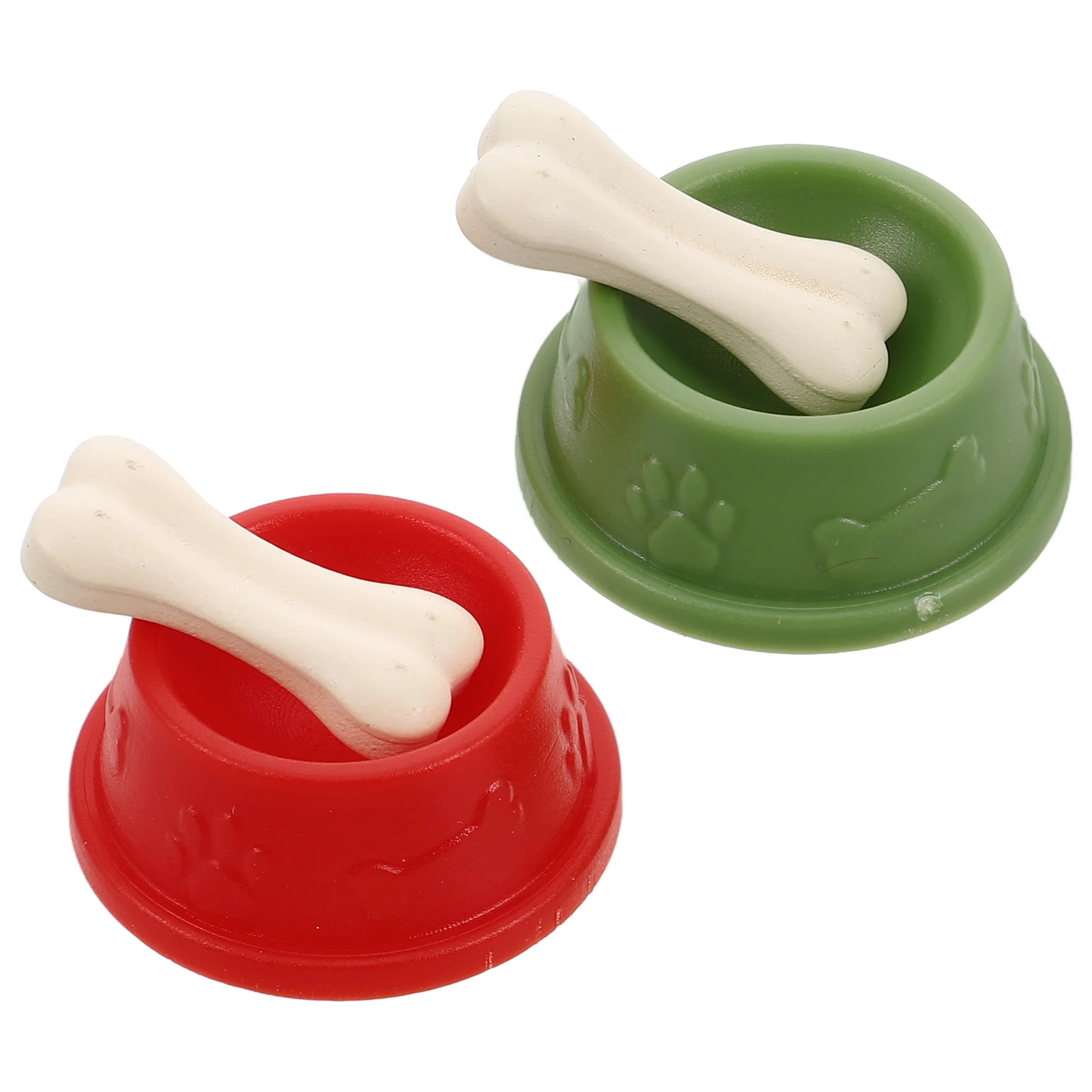 2 set modello ciotola per cani figurine adorabili piccoli animali di plastica casa delle bambole cibo per animali giocattolo in miniatura per bambini ciotole per bambole