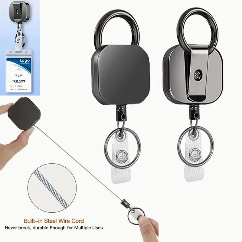 1/3/5 stücke Ausziehbare Metall Schlüsselanhänger Ring Gürtel Clip Pull Schlüsselring Einziehbare ID Karte Lanyards Id abzeichen Halter Abzeichen Clip