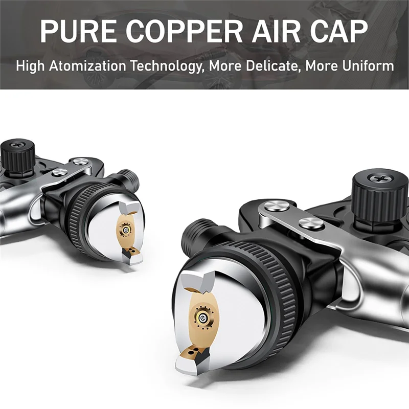 ABRM-HVLP Air Spray Gun With 1.7/2.0 Mm Nozzles, Mini Automotive Air Paint Sprayer Gun Kit, Car Paint Gun Sprayer